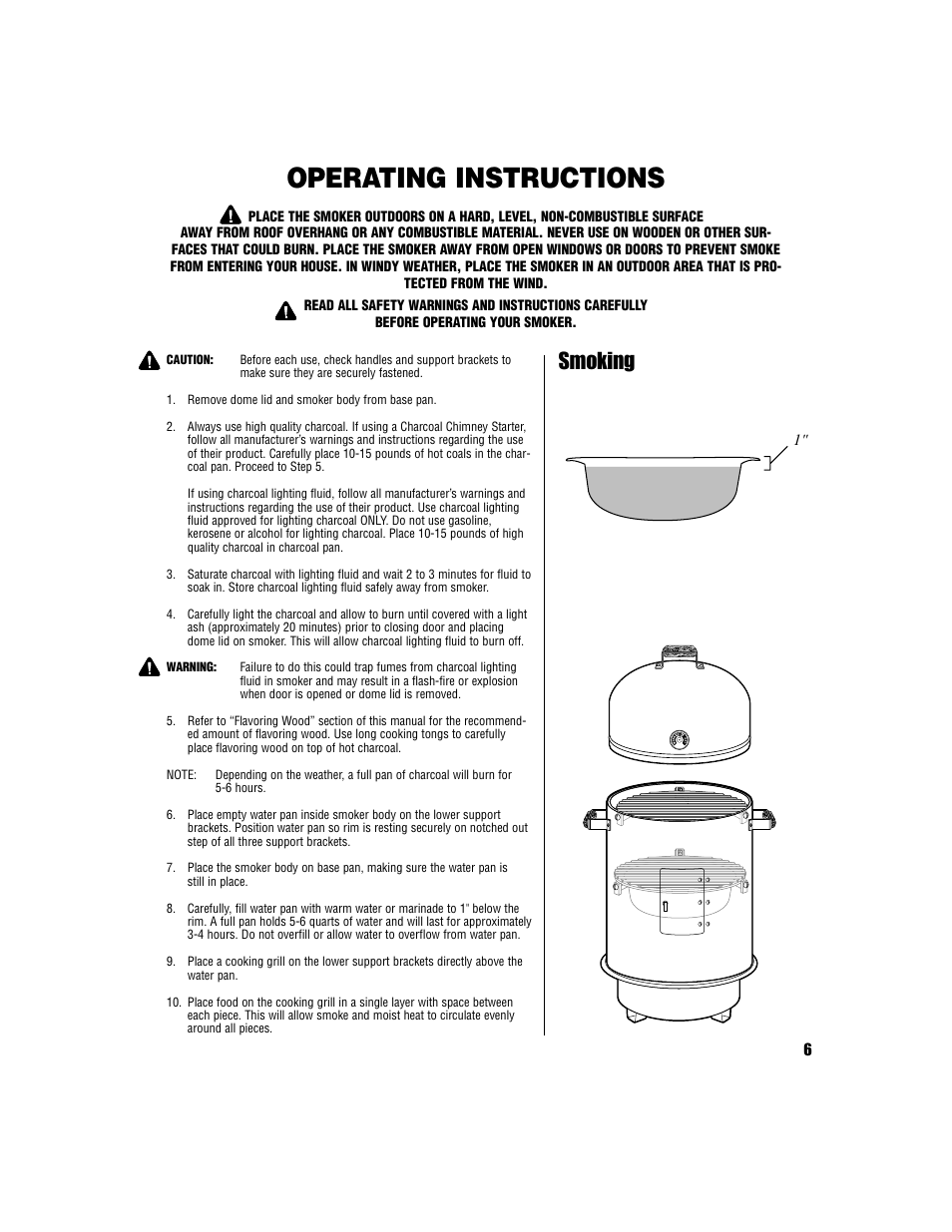 Operating instructions, Smoking | Brinkmann Smoker User Manual | Page 7 / 12