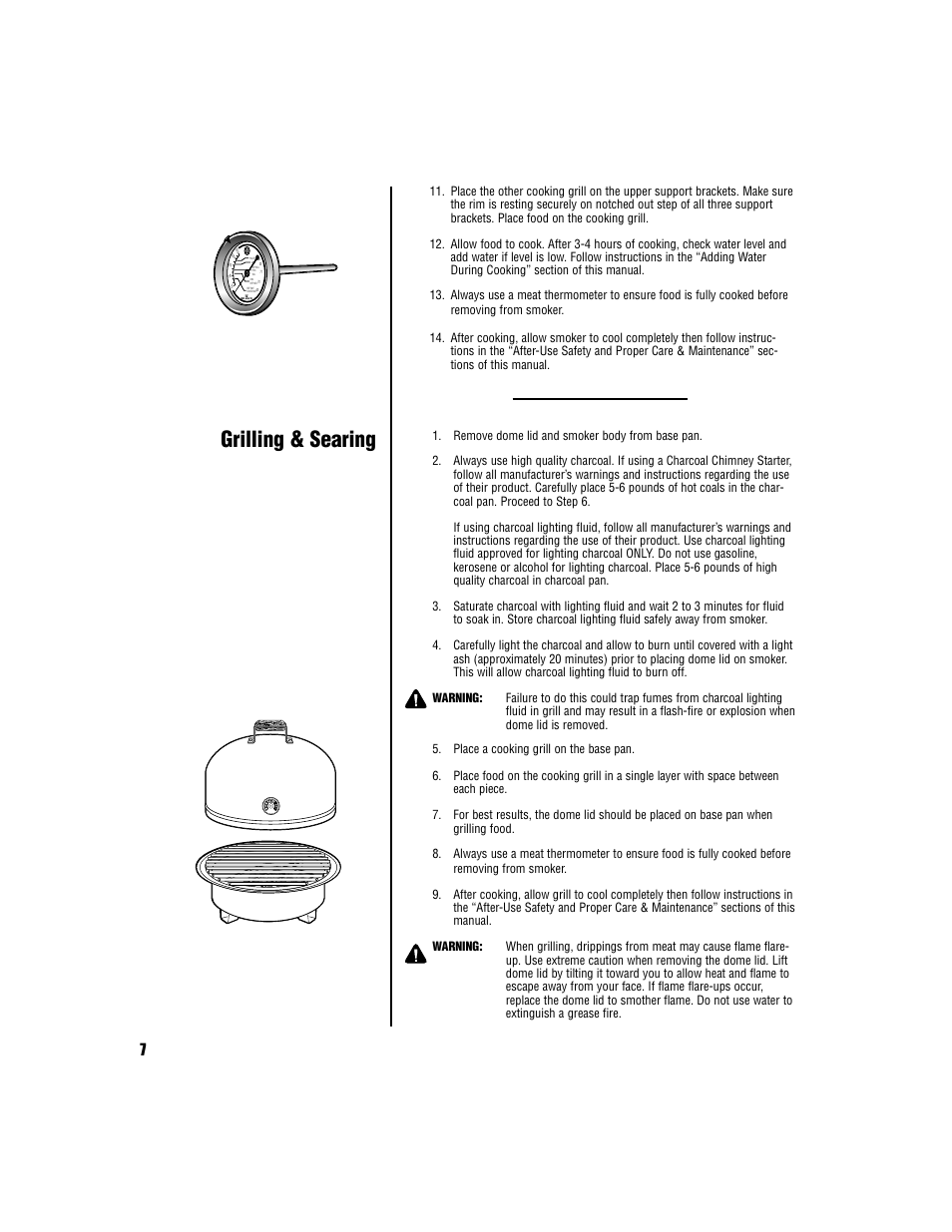 Grilling & searing | Brinkmann Smoker User Manual | Page 8 / 12