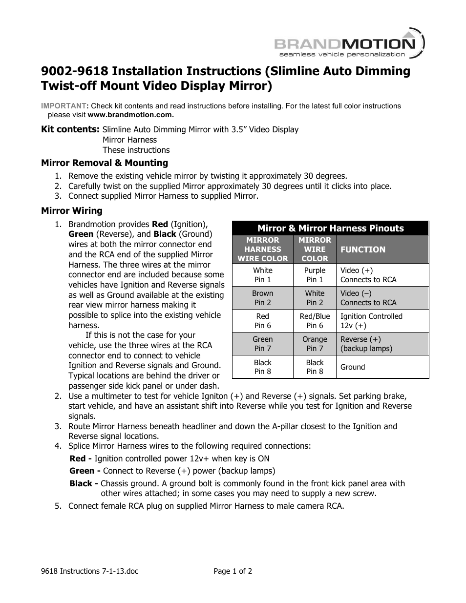 Brandmotion 9002-9618 User Manual | 2 pages