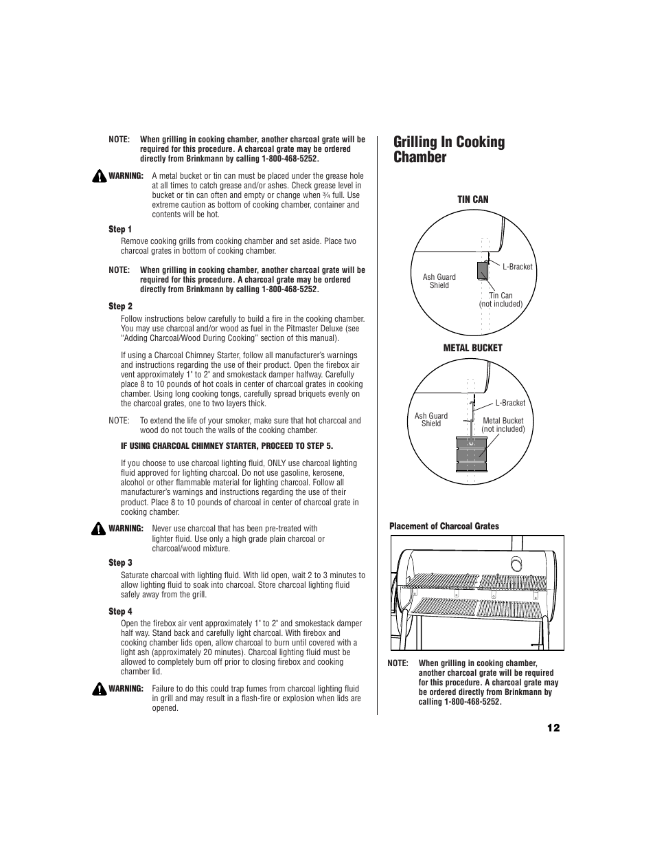 Grilling in cooking chamber | Brinkmann Pitmaster Delux Charcoal/Wood Smoker User Manual | Page 13 / 20
