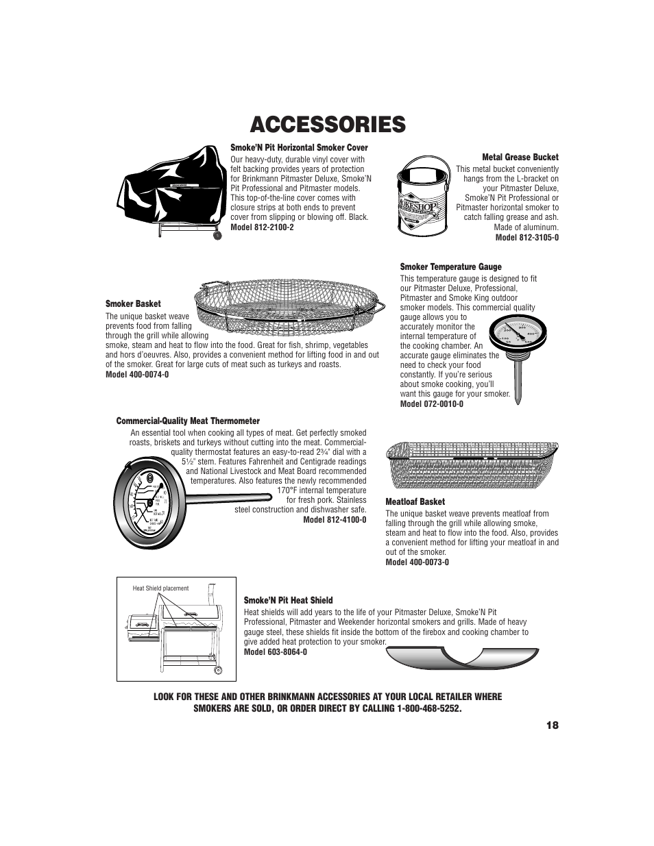 Accessories | Brinkmann Pitmaster Delux Charcoal/Wood Smoker User Manual | Page 19 / 20