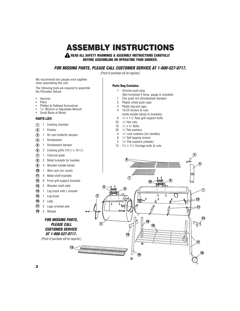 Assembly instructions | Brinkmann Pitmaster Delux Charcoal/Wood Smoker User Manual | Page 4 / 20