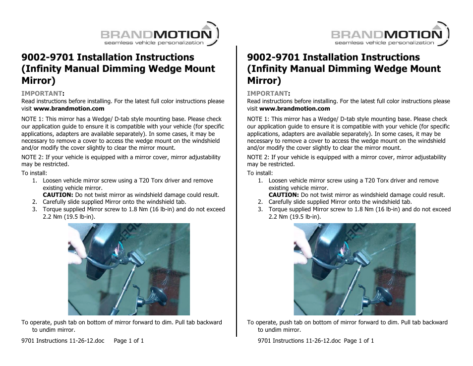 Brandmotion 9002-9701 User Manual | 1 page