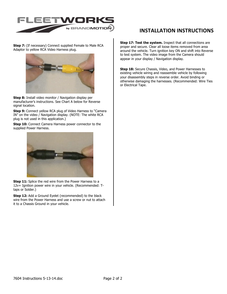 Installation instructions | Brandmotion FLTW-7604 User Manual | Page 2 / 2