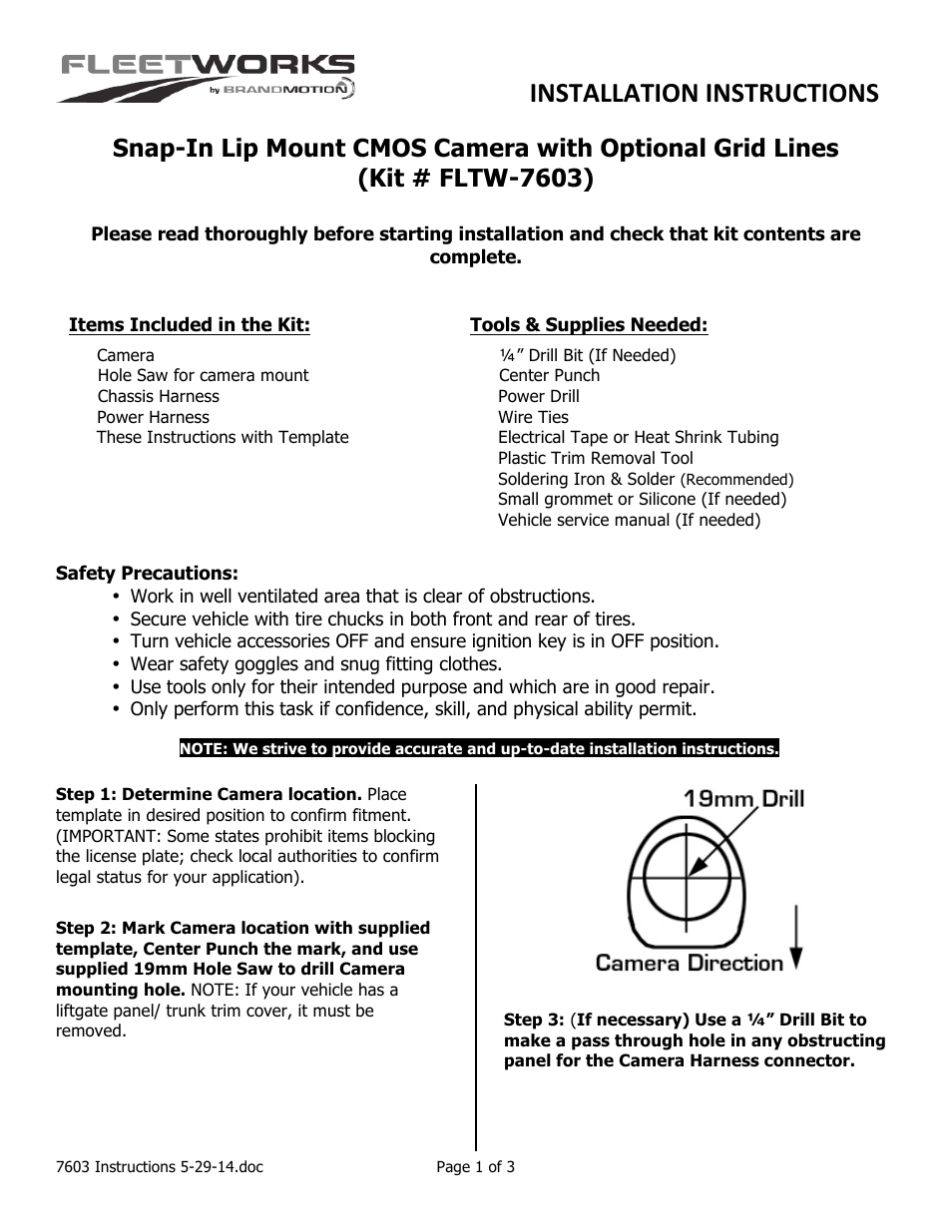 Brandmotion FLTW-7603 User Manual | 3 pages