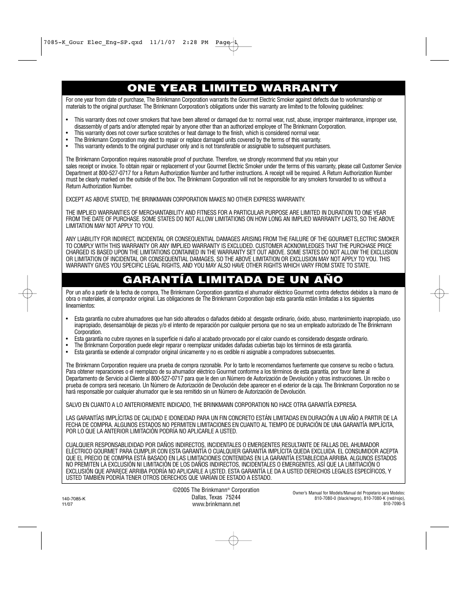 Brinkmann 140-7085-K User Manual | Page 24 / 24