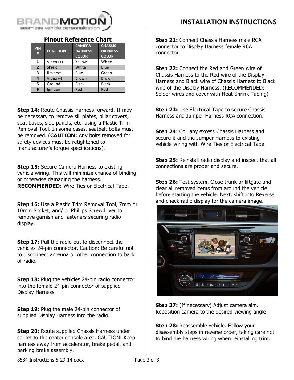 Installation instructions, Pinout reference chart | Brandmotion 9002-8534 User Manual | Page 3 / 3