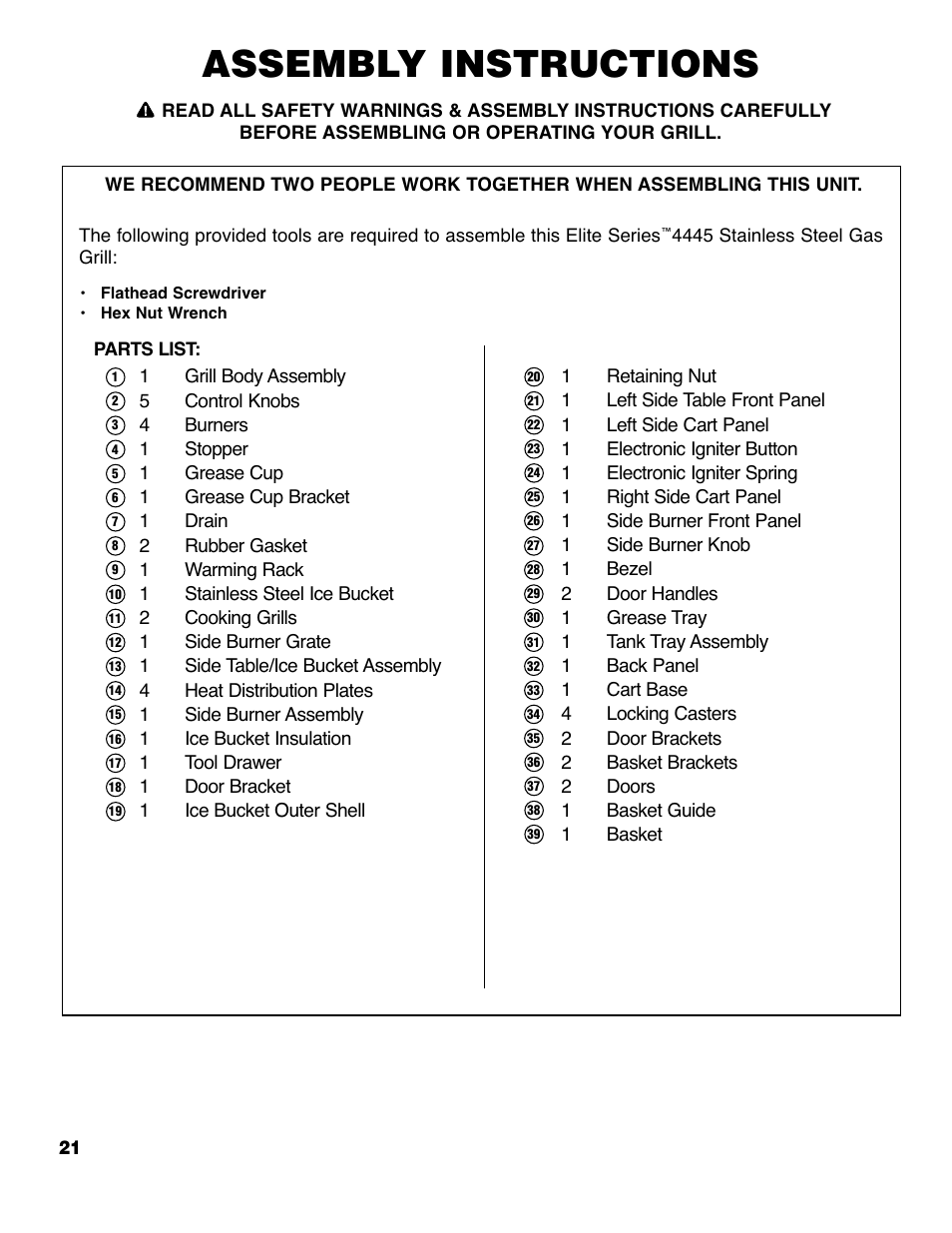 Assembly instructions | Brinkmann 4445 User Manual | Page 22 / 36