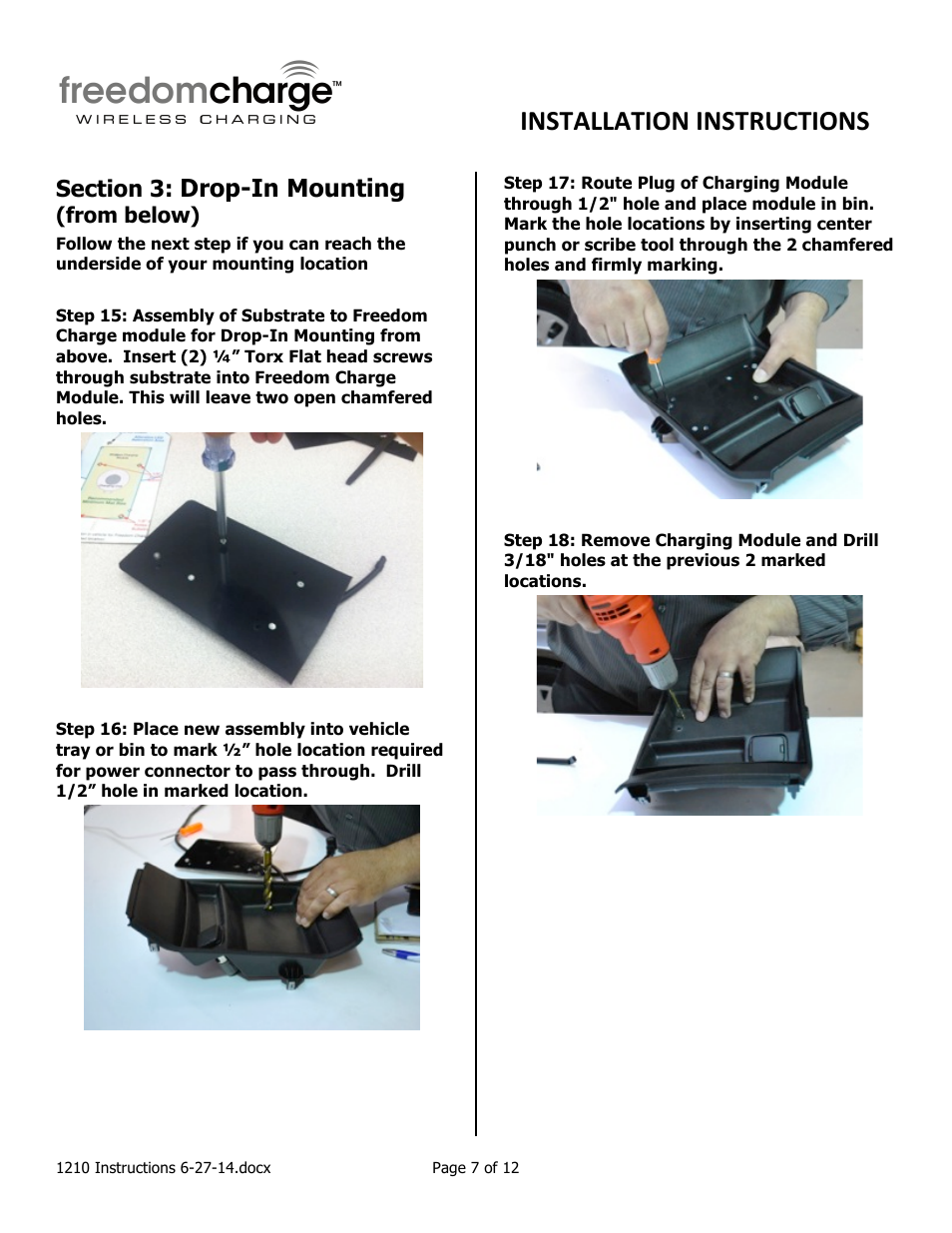 Installation instructions, Drop-in mounting | Brandmotion FDMC-1210 User Manual | Page 7 / 12