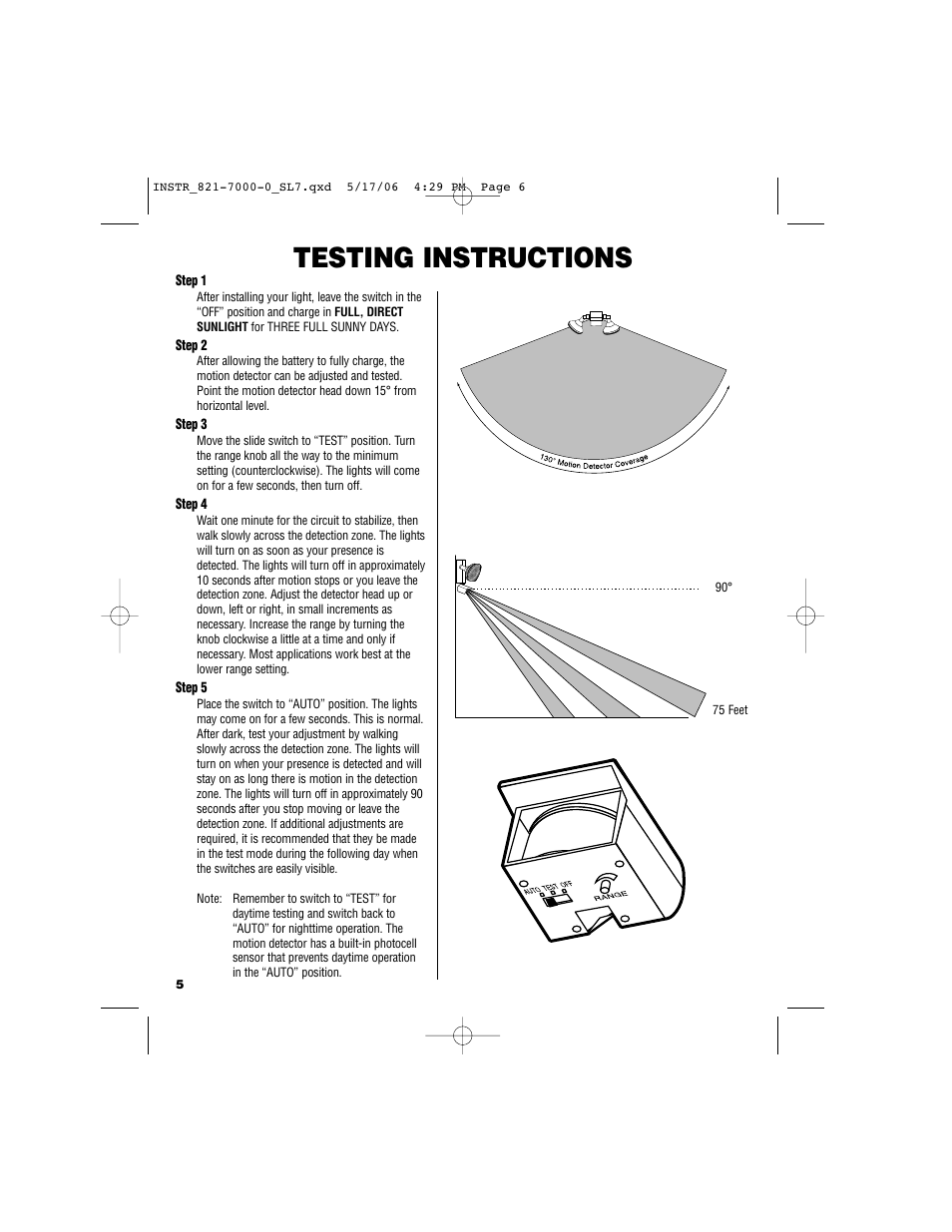 Testing instructions | Brinkmann Sl 7 User Manual | Page 6 / 12