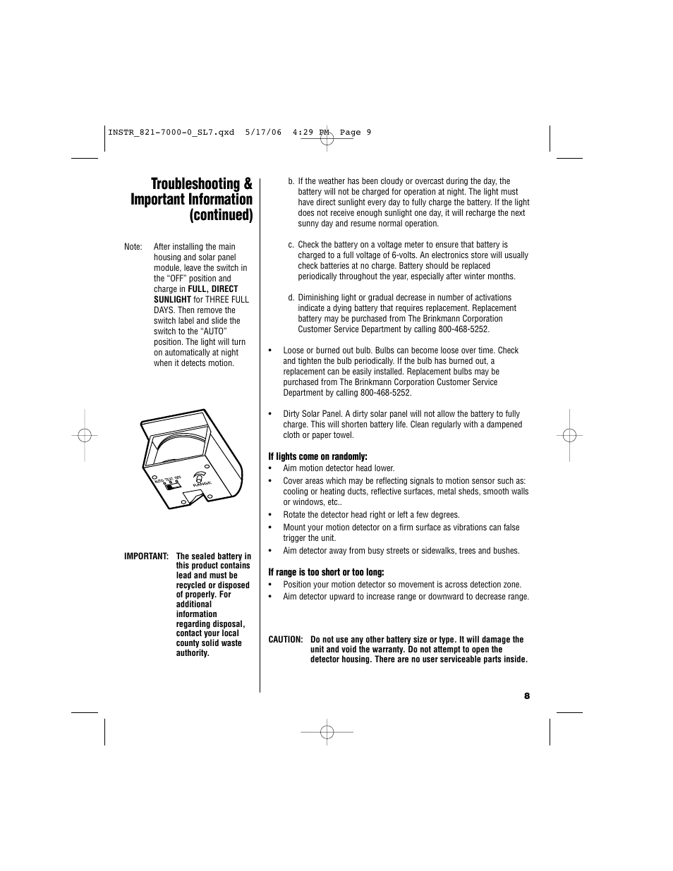 Brinkmann Sl 7 User Manual | Page 9 / 12