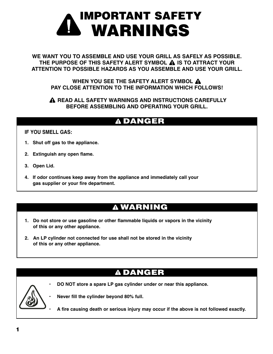 Warnings, Important safety, Danger | Warning danger | Brinkmann 2310 User Manual | Page 2 / 36