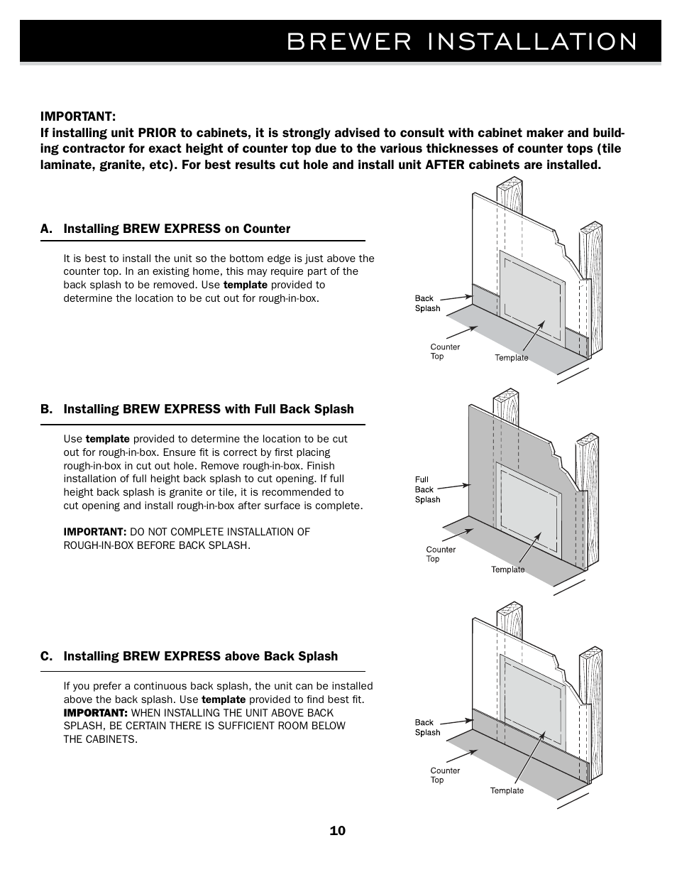 Brewer installation | Brew Express BE-110 INSTALLATION User Manual | Page 13 / 20