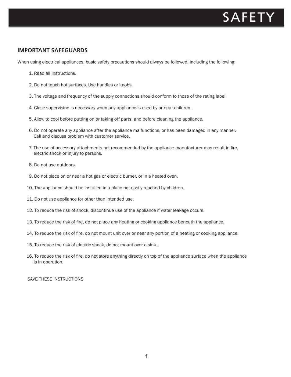 Safety | Brew Express BE-110 OPERATION GUIDE User Manual | Page 3 / 16