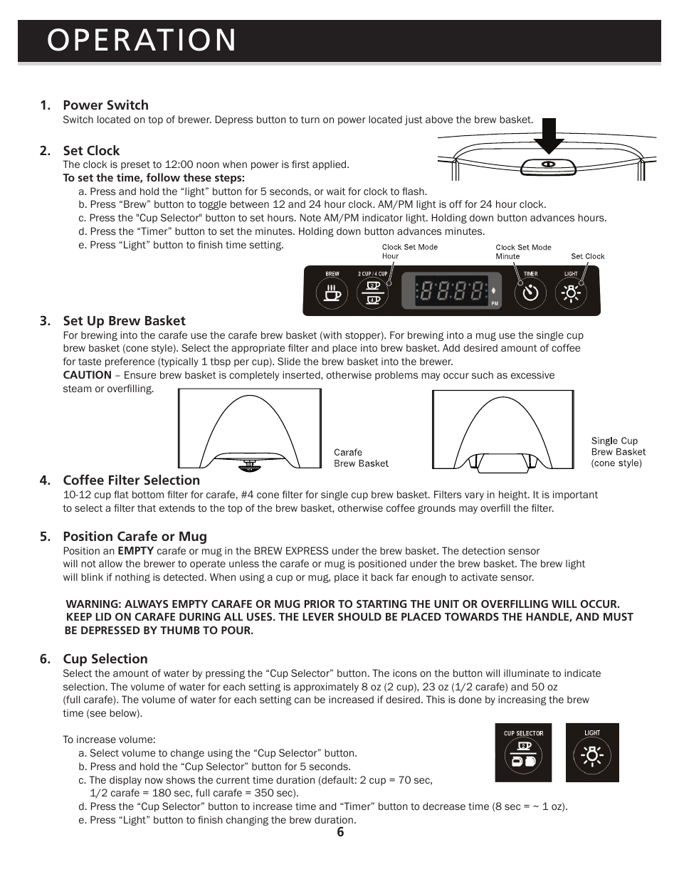 Operation | Brew Express BE-110 OPERATION GUIDE User Manual | Page 8 / 16