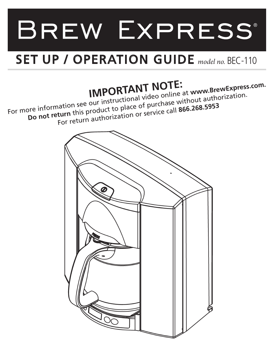 Brew Express BEC-110 OPERATION GUIDE User Manual | 20 pages