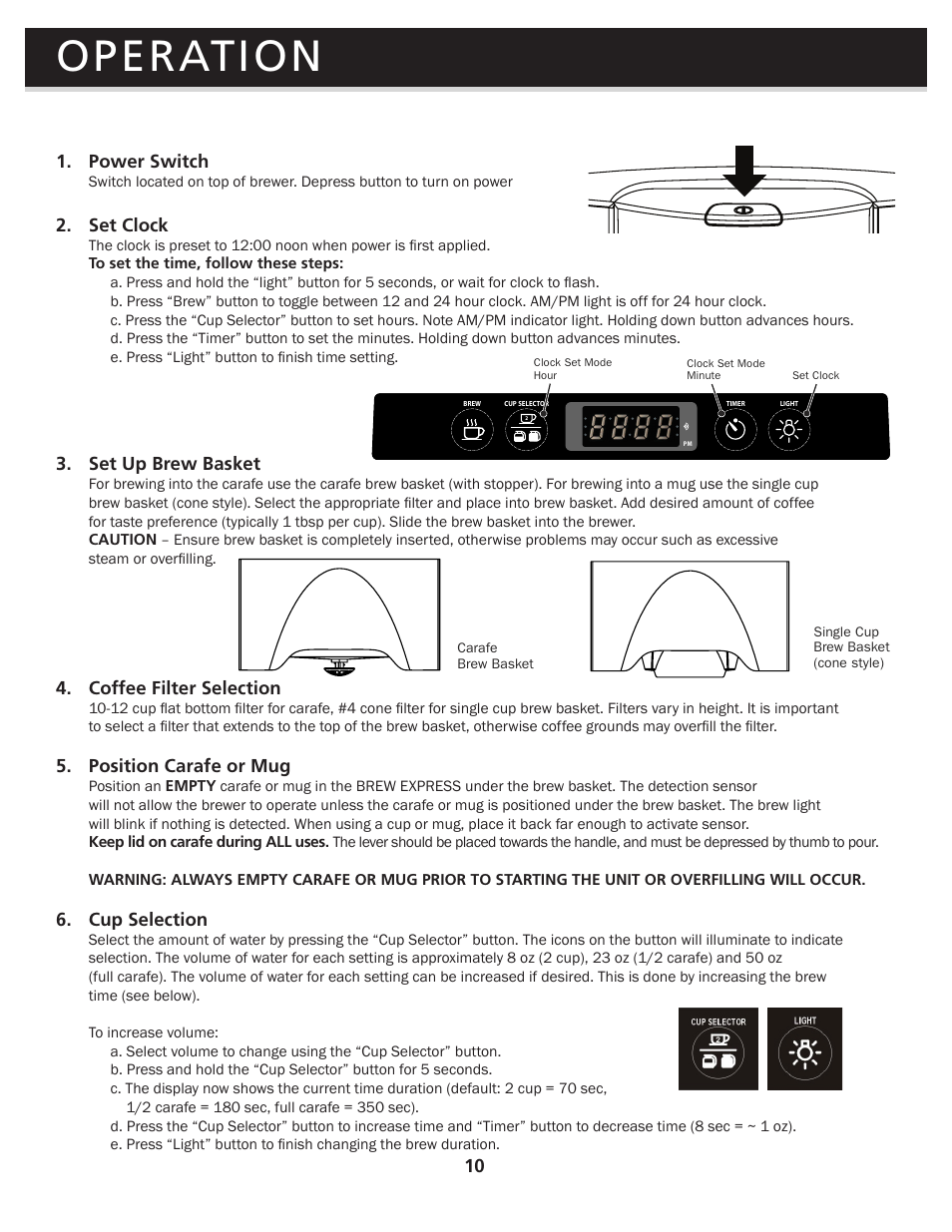 Operation | Brew Express BEC-110 OPERATION GUIDE User Manual | Page 12 / 20