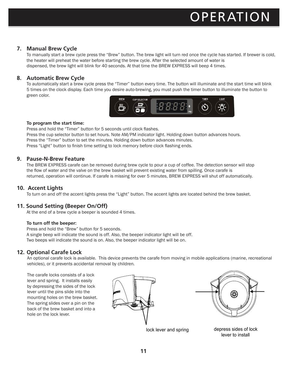 Operation | Brew Express BEC-110 OPERATION GUIDE User Manual | Page 13 / 20