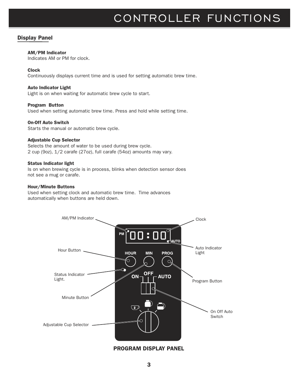 Controller functions | Brew Express BE-112 OPERATION GUIDE User Manual | Page 5 / 12