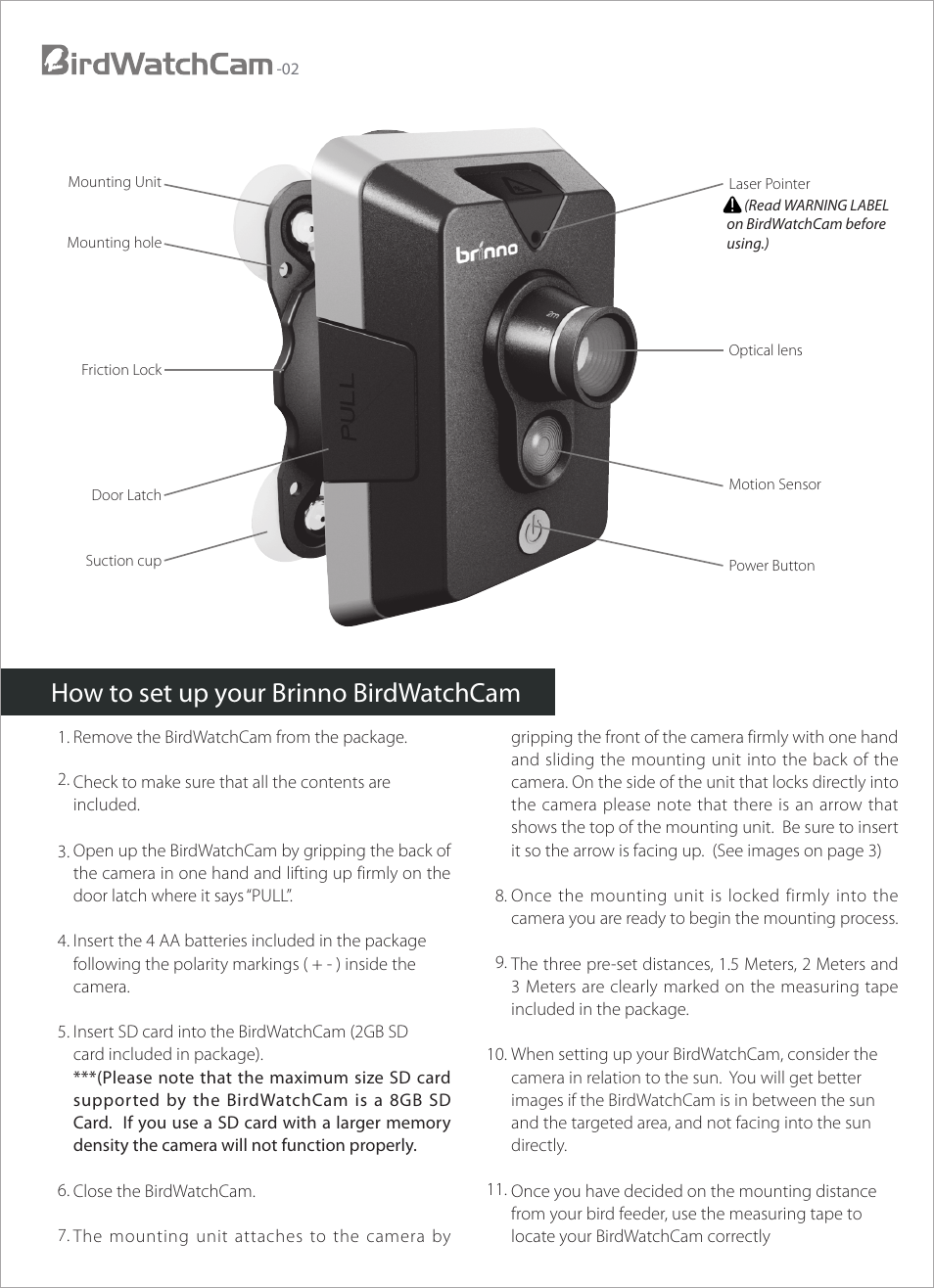 How to set up your brinno birdwatchcam | Brinno BWC User Manual | Page 4 / 8