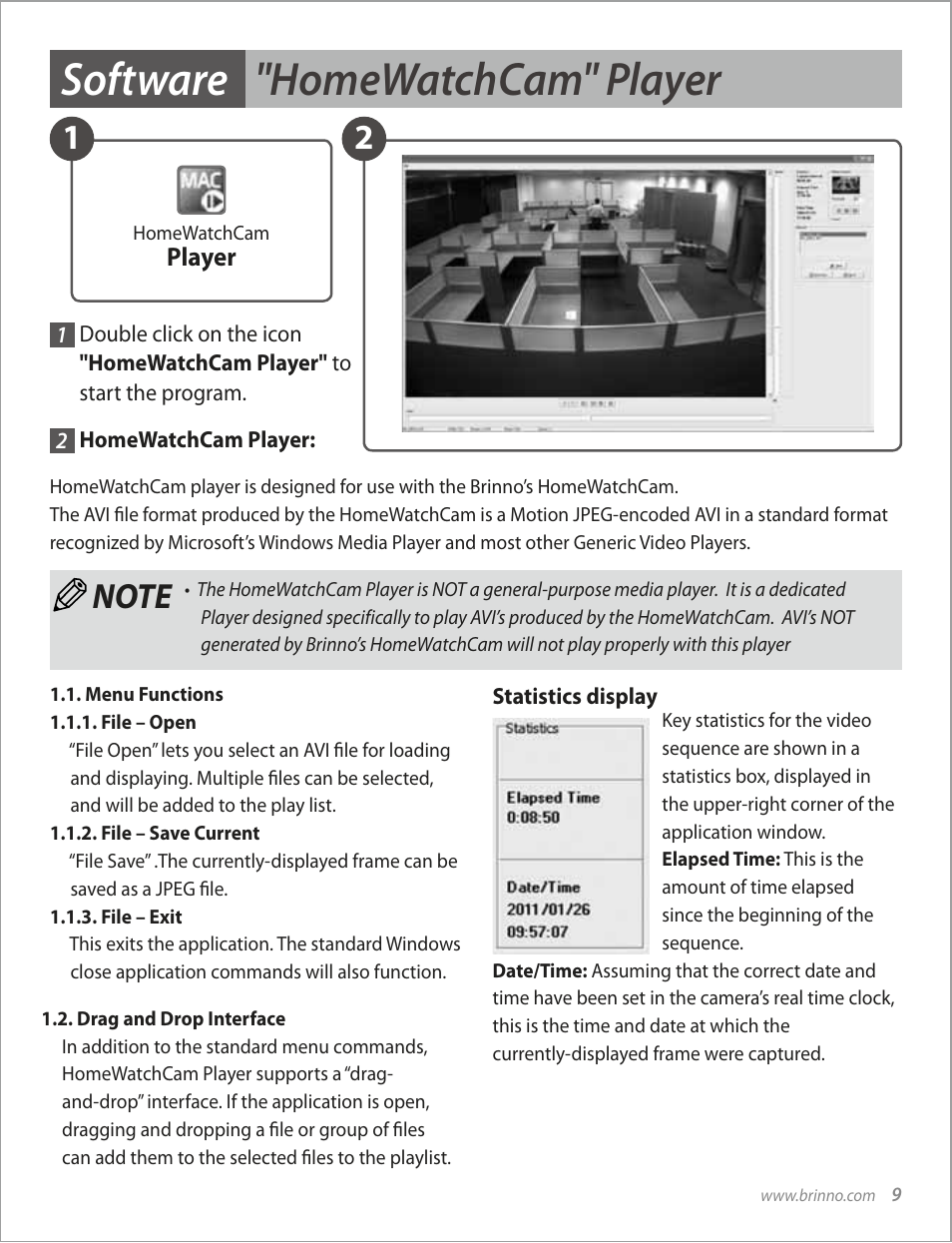 Software "homewatchcam" player | Brinno MAC100 User Manual | Page 11 / 16