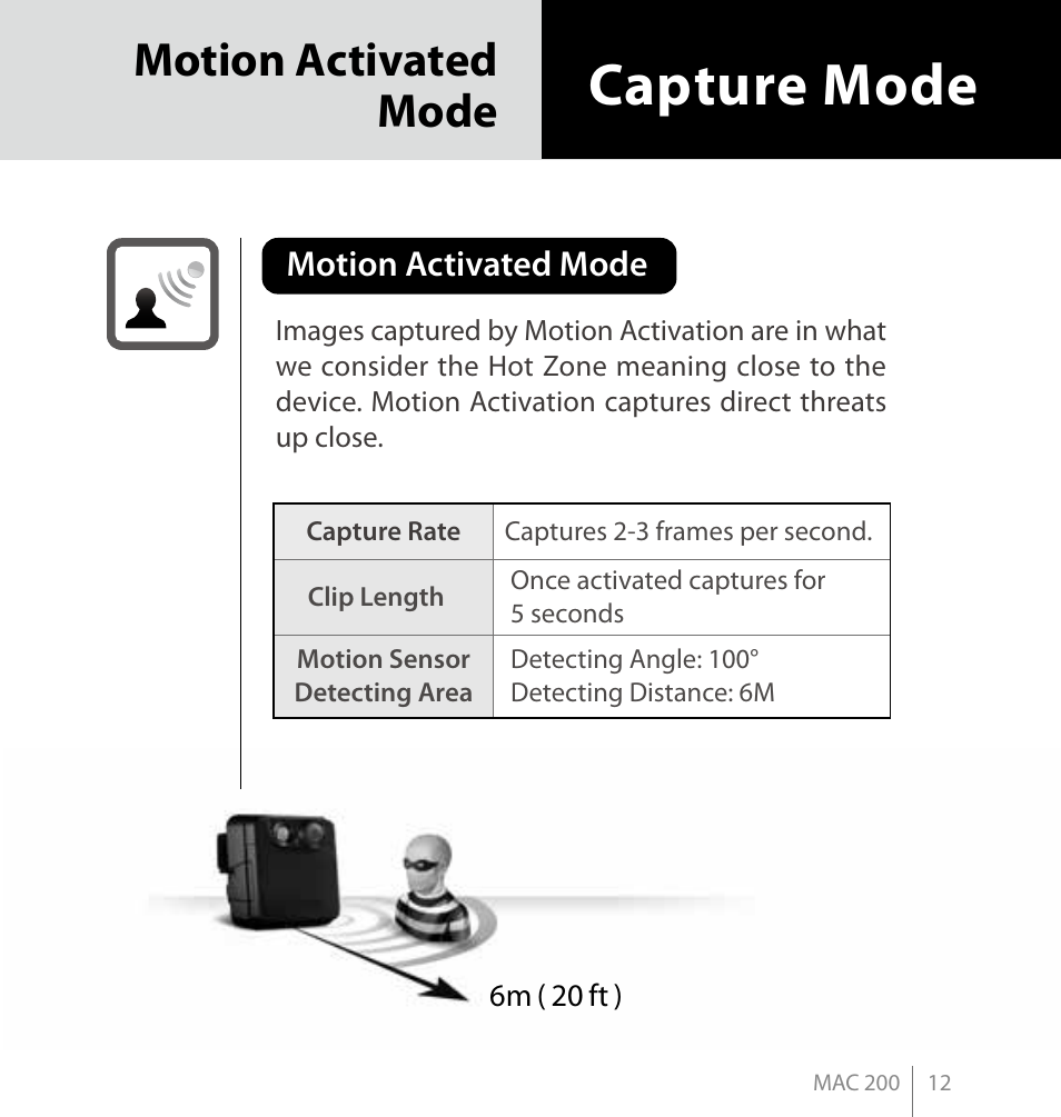 Capture mode, Motion activated mode | Brinno MAC200 User Manual | Page 19 / 52