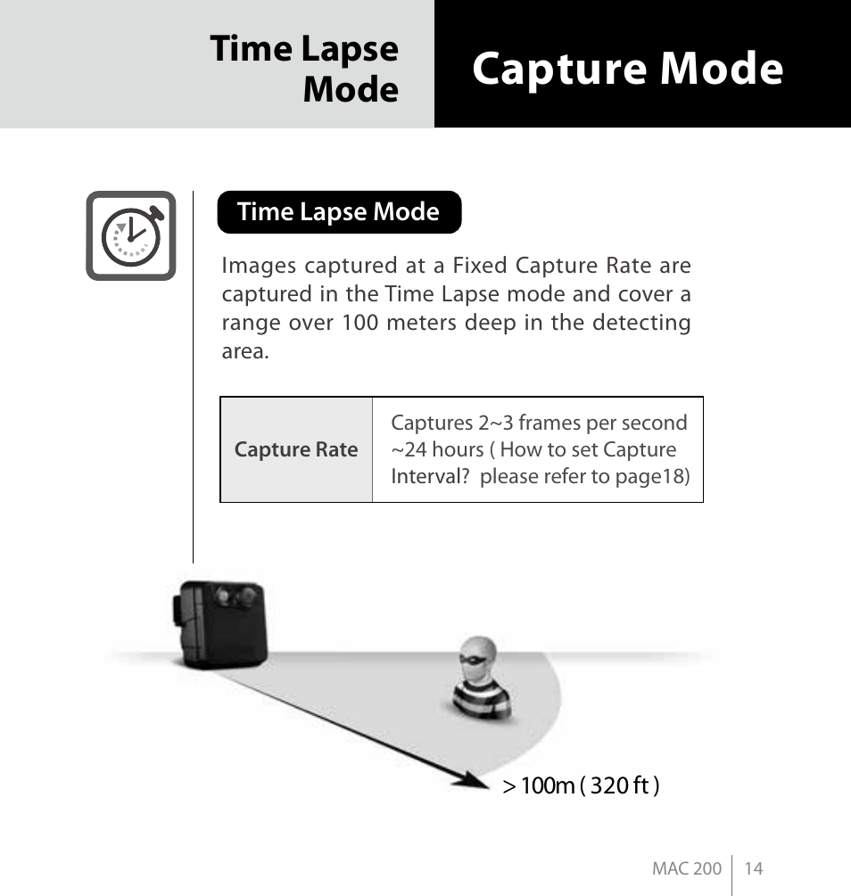 Capture mode, Time lapse mode | Brinno MAC200 User Manual | Page 21 / 52