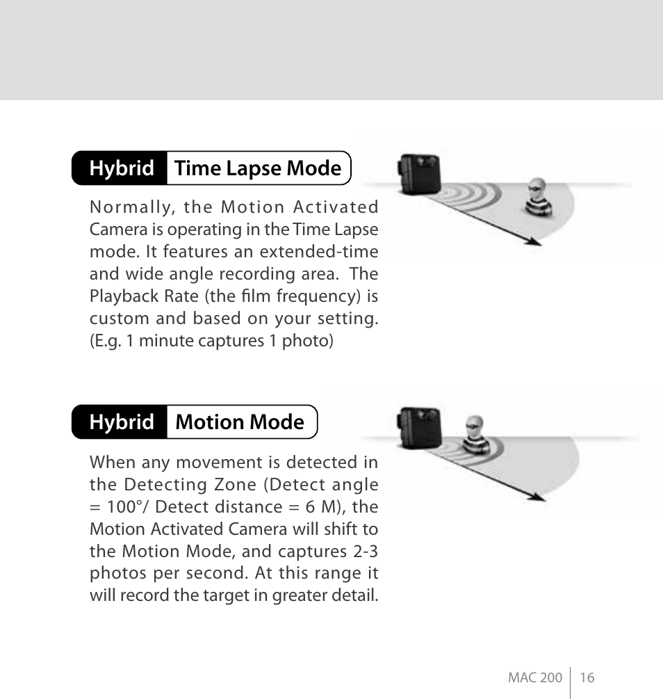 Hybrid time lapse mode hybrid motion mode | Brinno MAC200 User Manual | Page 23 / 52