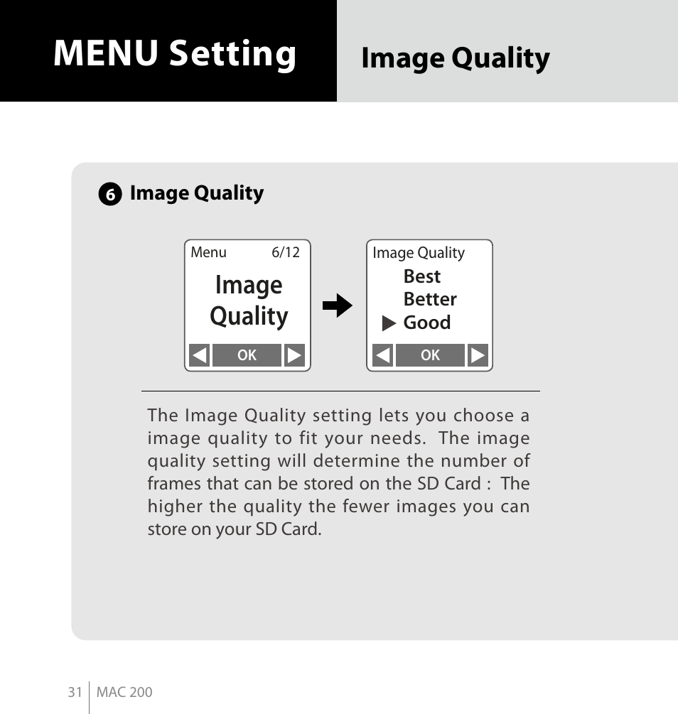 Menu setting, Image quality | Brinno MAC200 User Manual | Page 38 / 52