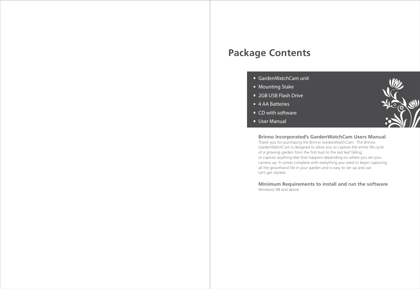 Package contents | Brinno GWC User Manual | Page 2 / 9