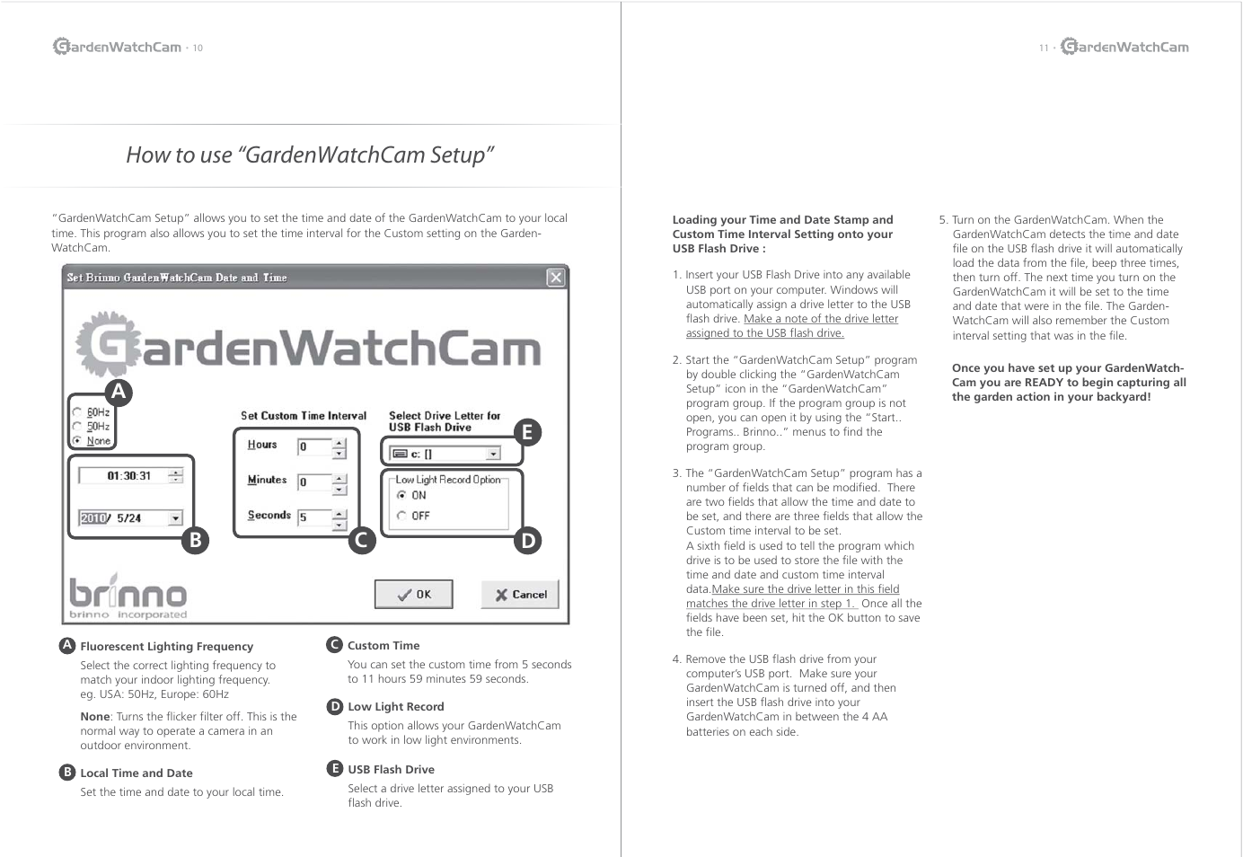 How to use “gardenwatchcam setup, Cd e | Brinno GWC User Manual | Page 7 / 9