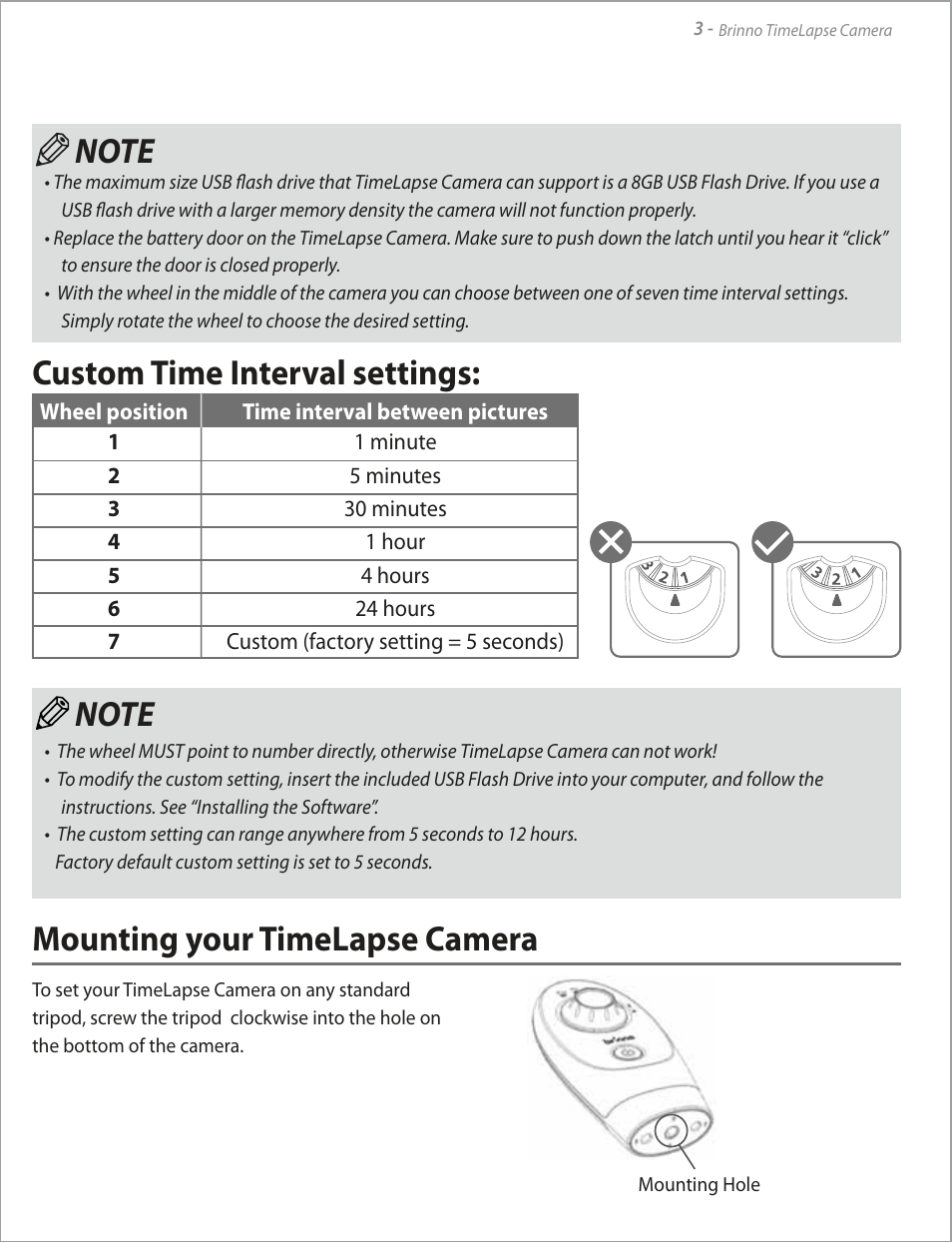 Mounting your timelapse camera | Brinno TLC100 User Manual | Page 5 / 16