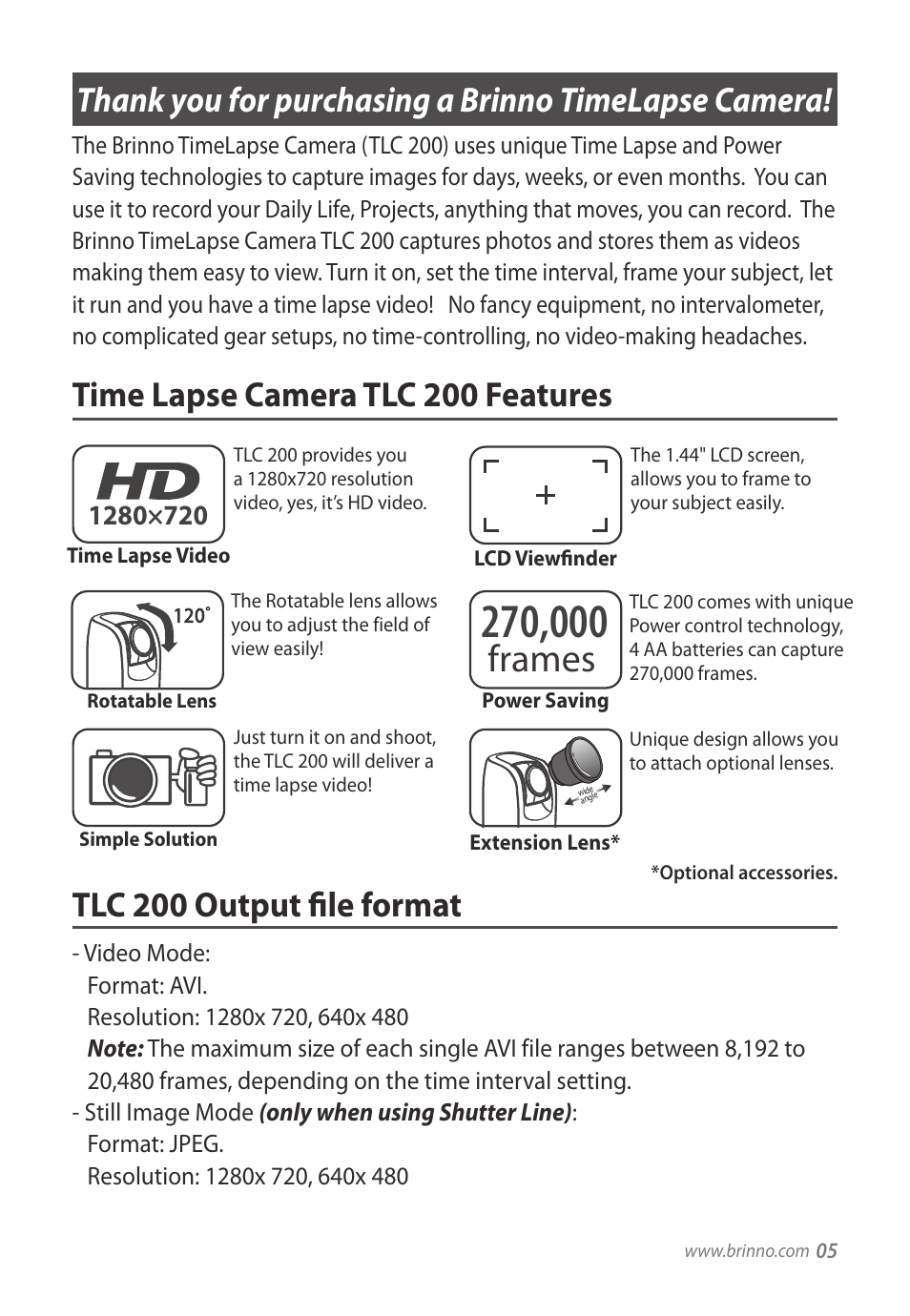 Frames | Brinno TLC200 User Manual | Page 5 / 24