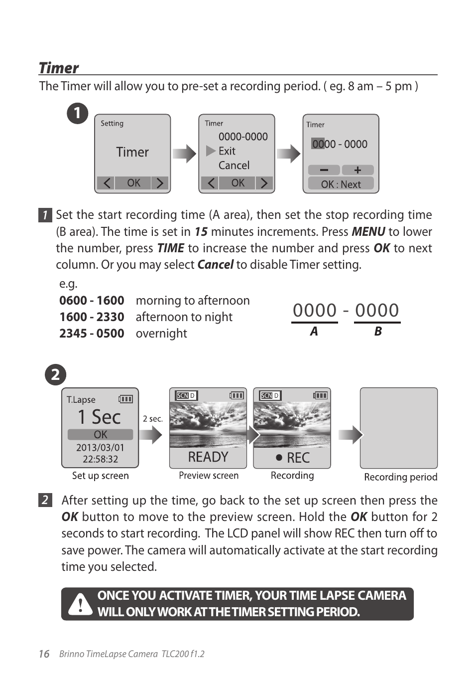 12 timer | Brinno TLC200 f1.2 User Manual | Page 16 / 24