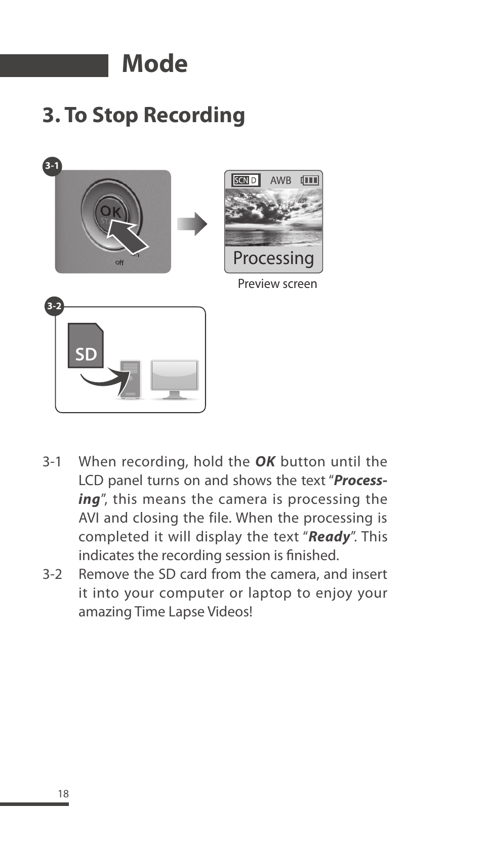 Mode, Processing | Brinno TLC200 Pro User Manual | Page 18 / 44
