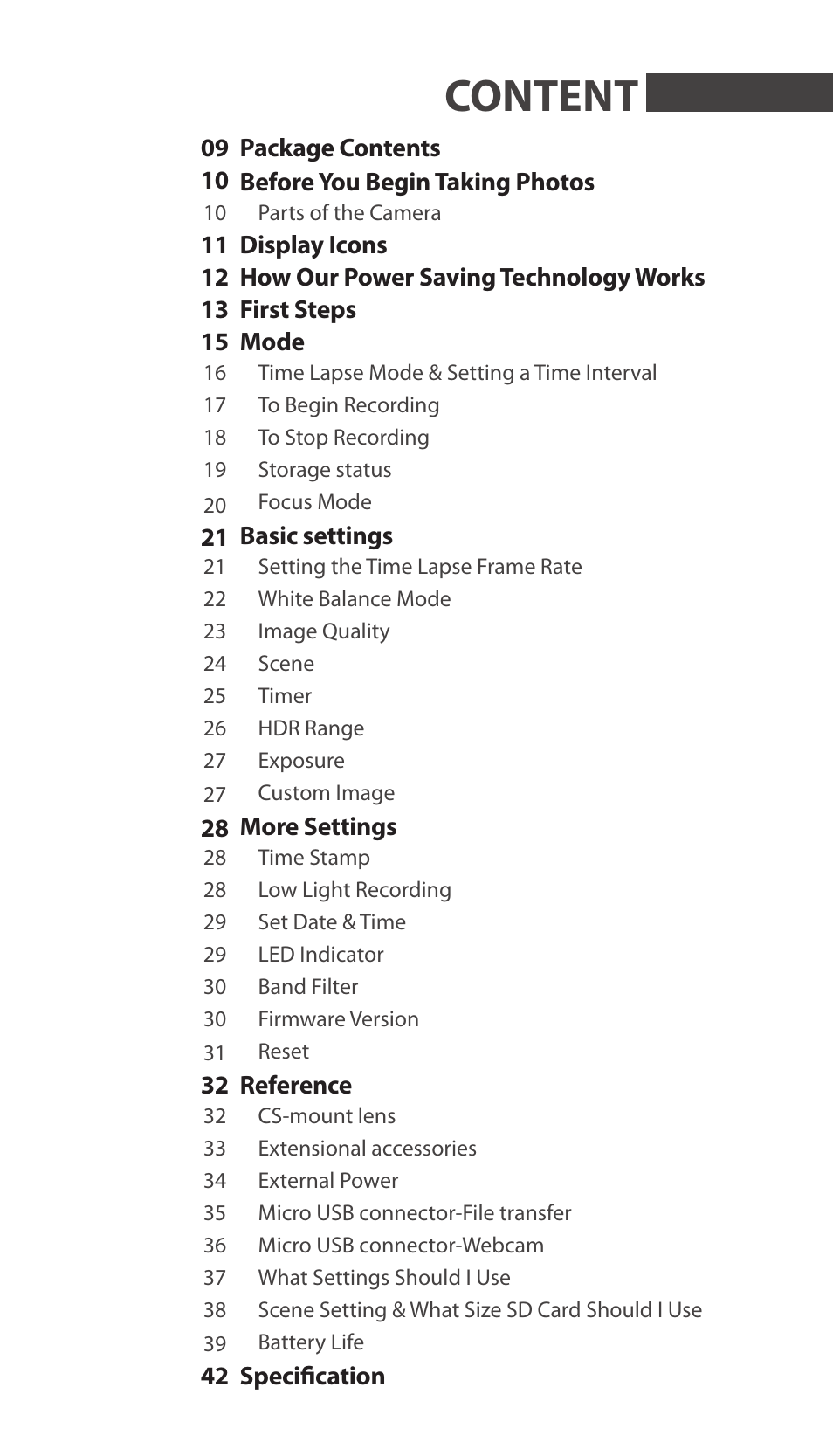 Content | Brinno TLC200 Pro User Manual | Page 7 / 44