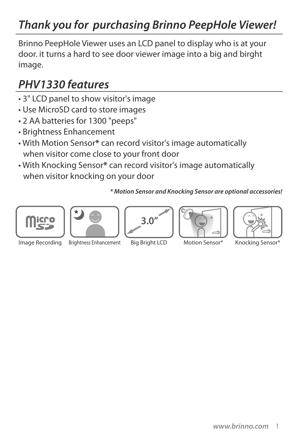 Brinno PHV1330 User Manual | Page 3 / 40