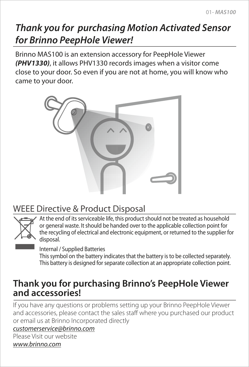 Weee directive & product disposal | Brinno MAS100 User Manual | Page 3 / 8