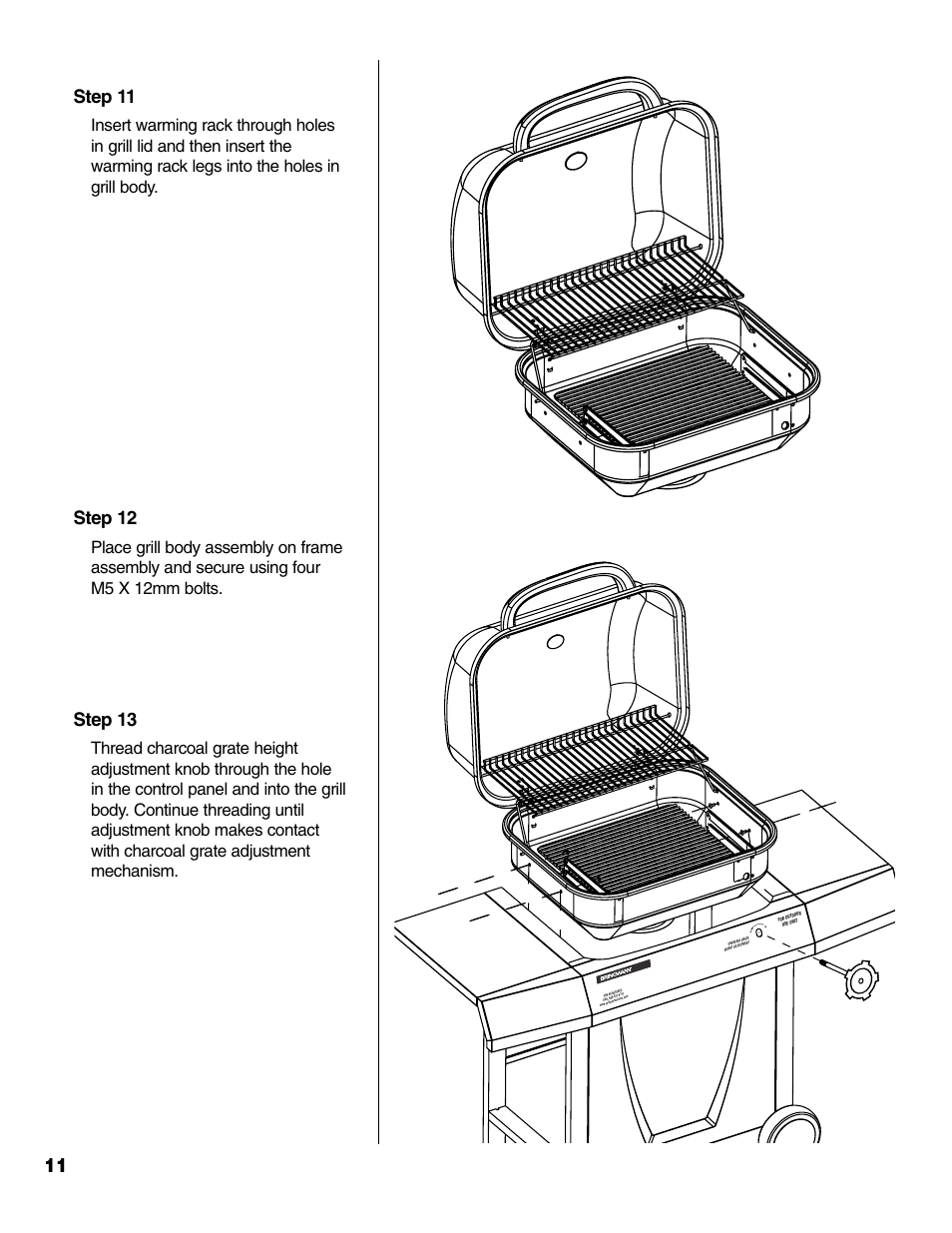 Step 11, Step 12, Step 13 | Brinkmann Charcoal Grill User Manual | Page 12 / 32