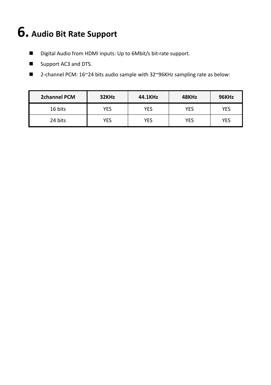 Audio bit rate support | brite-View Air Sync3D BVW-200 User Manual User Manual | Page 24 / 26