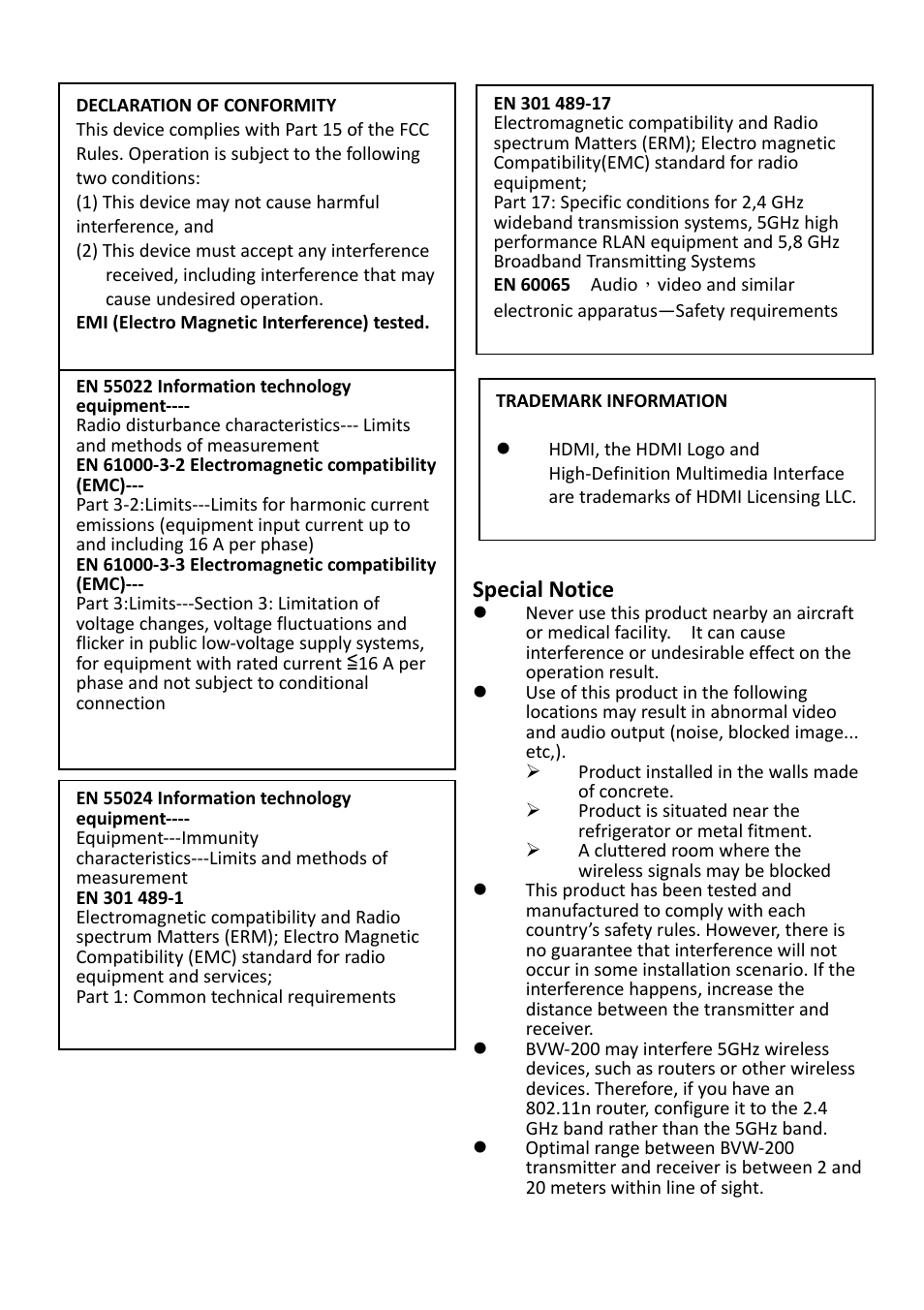 Special notice | brite-View Air Sync3D BVW-200 User Manual User Manual | Page 4 / 26