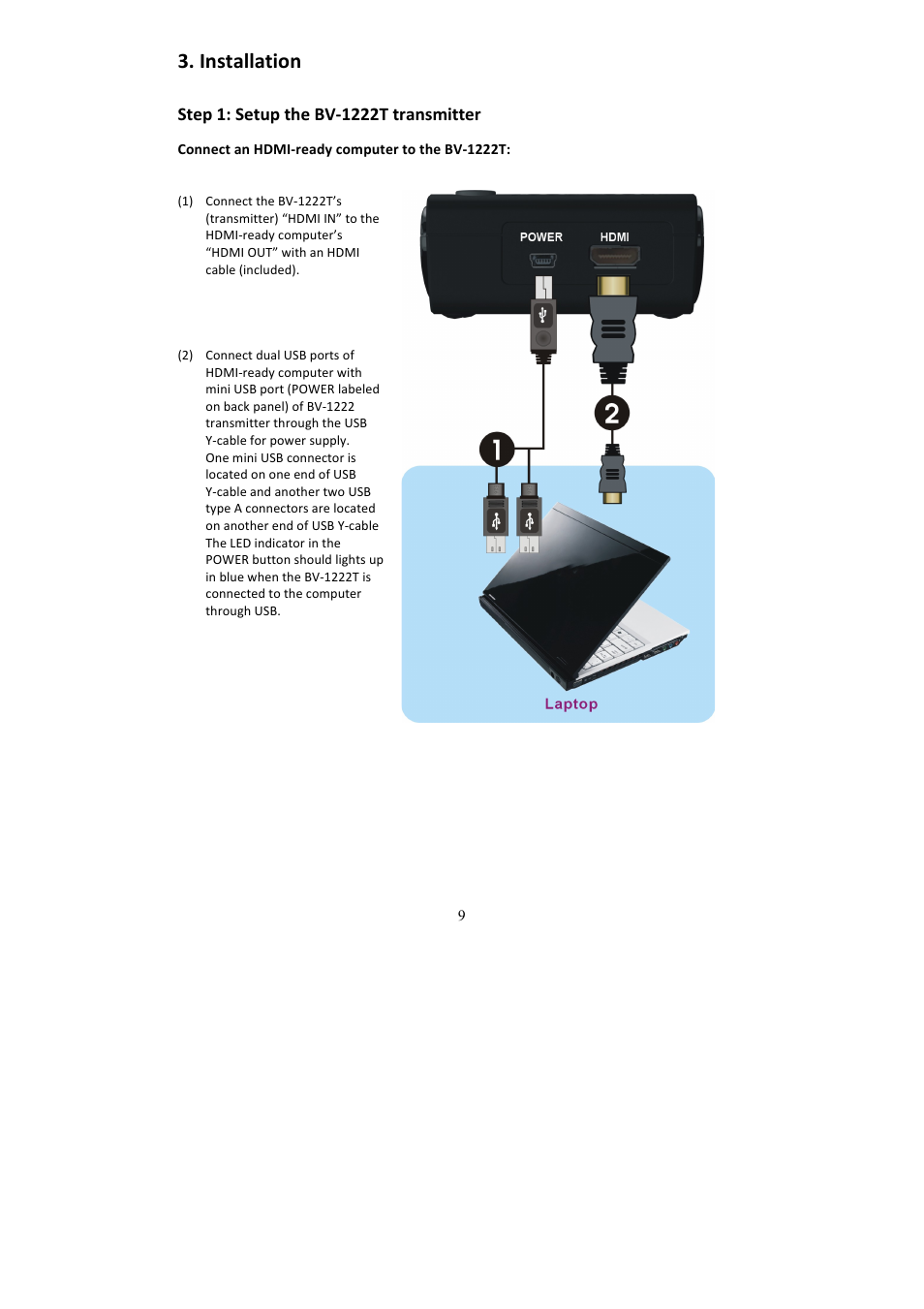 Installation | brite-View HDelight BV-1222 User Manual User Manual | Page 10 / 27