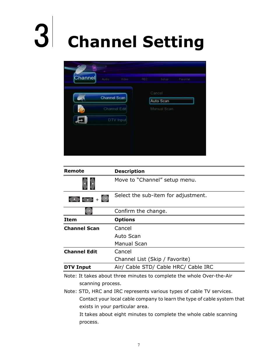 Channel setting | brite-View HD DVR BV-980H User Manual | Page 12 / 24