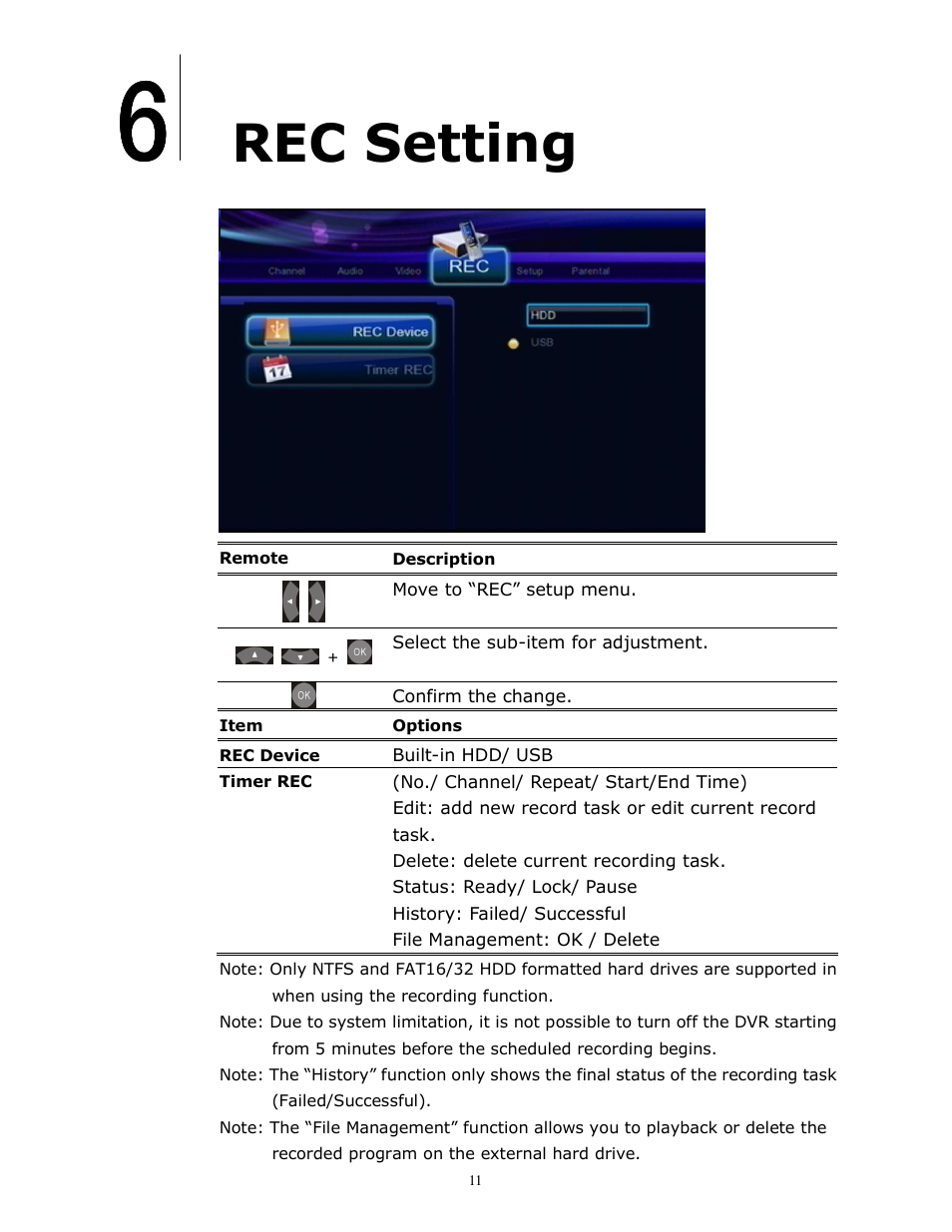 Rec setting | brite-View HD DVR BV-980H User Manual | Page 16 / 24
