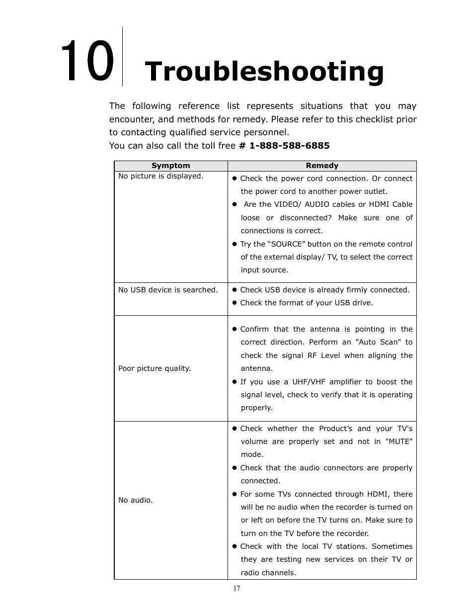 Troubleshooting | brite-View HD DVR BV-980H User Manual | Page 22 / 24