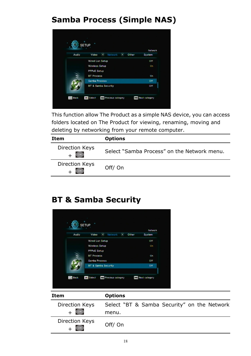 Samba process (simple nas), Bt & samba security | brite-View CinemaGo BV-5005HD Mini User Manual User Manual | Page 22 / 45