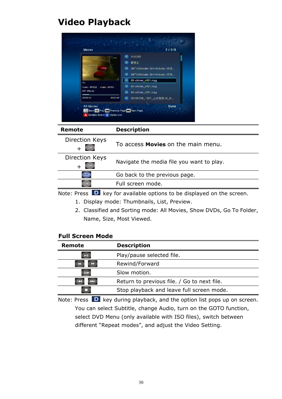 Video playback | brite-View CinemaGo BV-5005HD Mini User Manual User Manual | Page 34 / 45