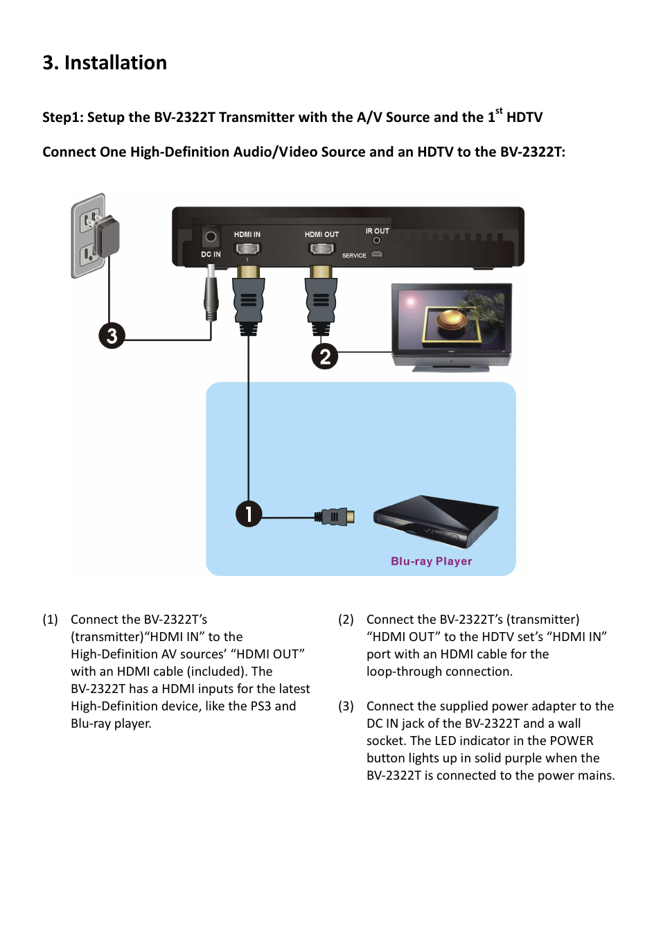 Installation | brite-View Air SyncHD BV-2322 User Manual User Manual | Page 13 / 30