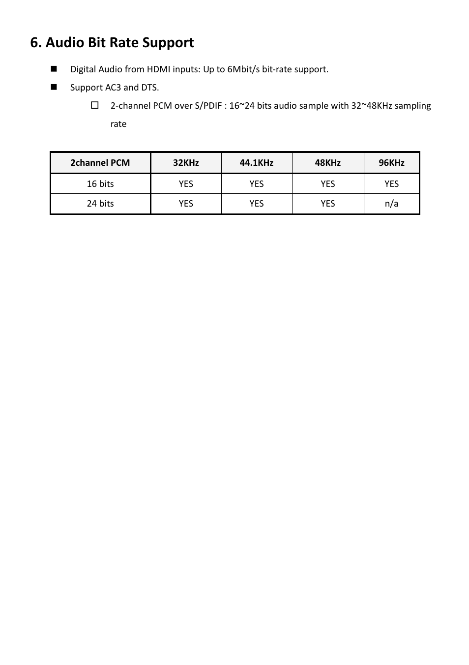 Audio bit rate support | brite-View Air SyncHD BV-2322 User Manual User Manual | Page 27 / 30