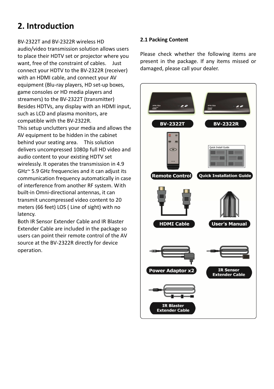 Introduction | brite-View Air SyncHD BV-2322 User Manual User Manual | Page 7 / 30